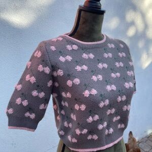 Pink Cherry and Grey Sweater